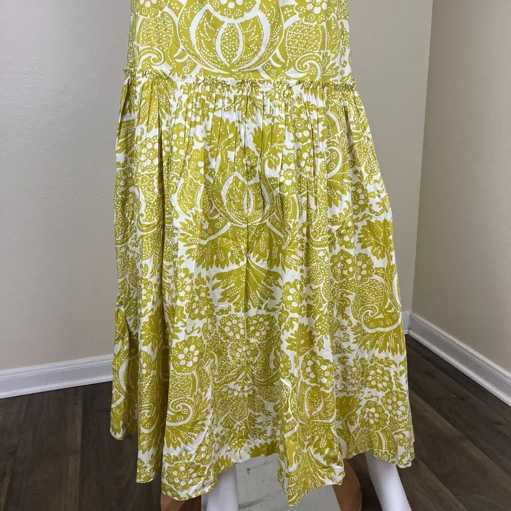 Sundance Women Size S Chartreuse Joslyn Floral Maxi Skirt Boho Resort Cottage